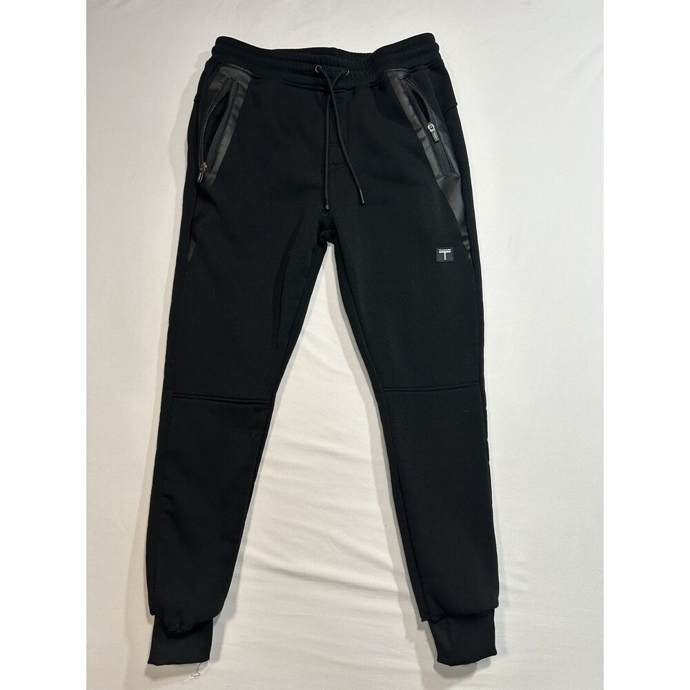 Tahari Mens Black Jogger Sweatpants Small Size With Zipper Pockets -READ